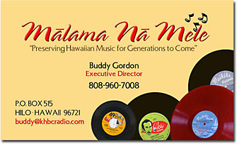 Malama Na Mele business card